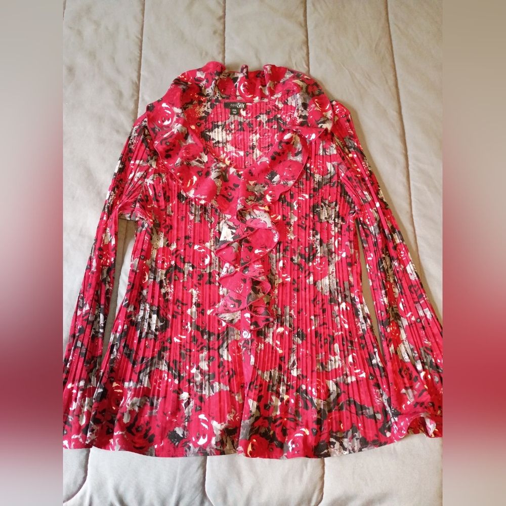 East 5th Vibrant Pink Floral Blouse